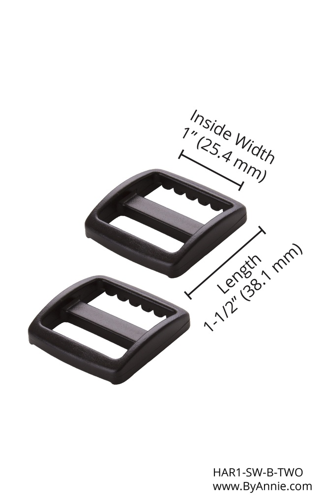 Slider - 1" - Black Plastic - Set of Two