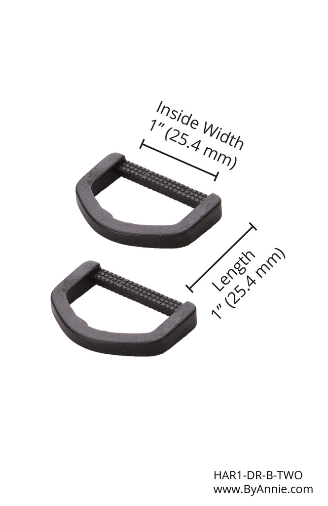 D-Ring - 1" - Black Plastic - Set of Two