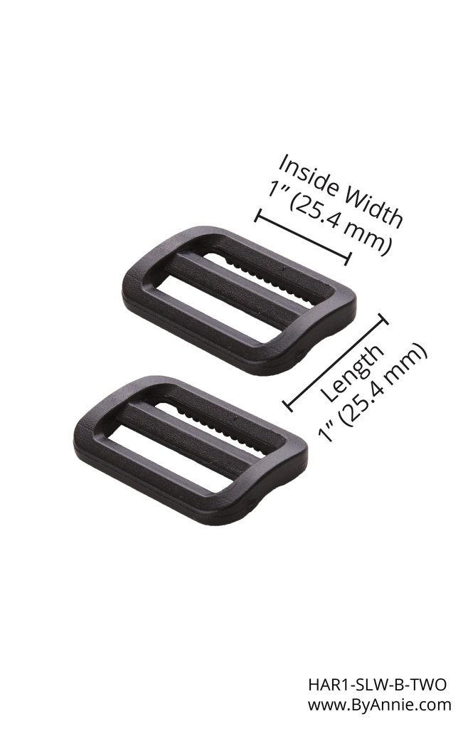 Slider - 1" - Black Plastic - Set of Two