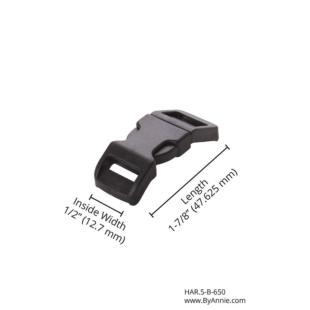 Side Release Buckle - ½" - Black Plastic