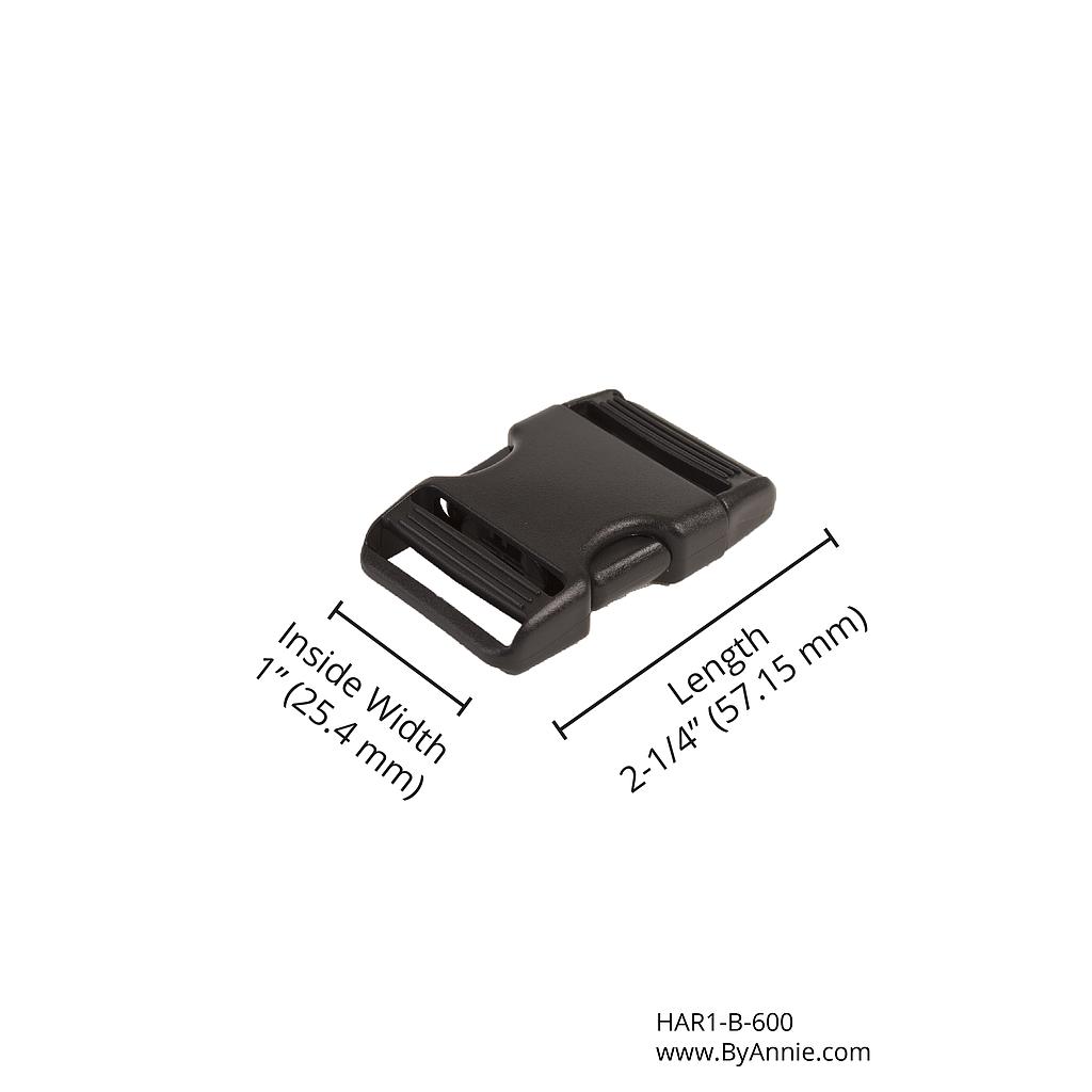 Side Release Buckle - 1" - Black Plastic