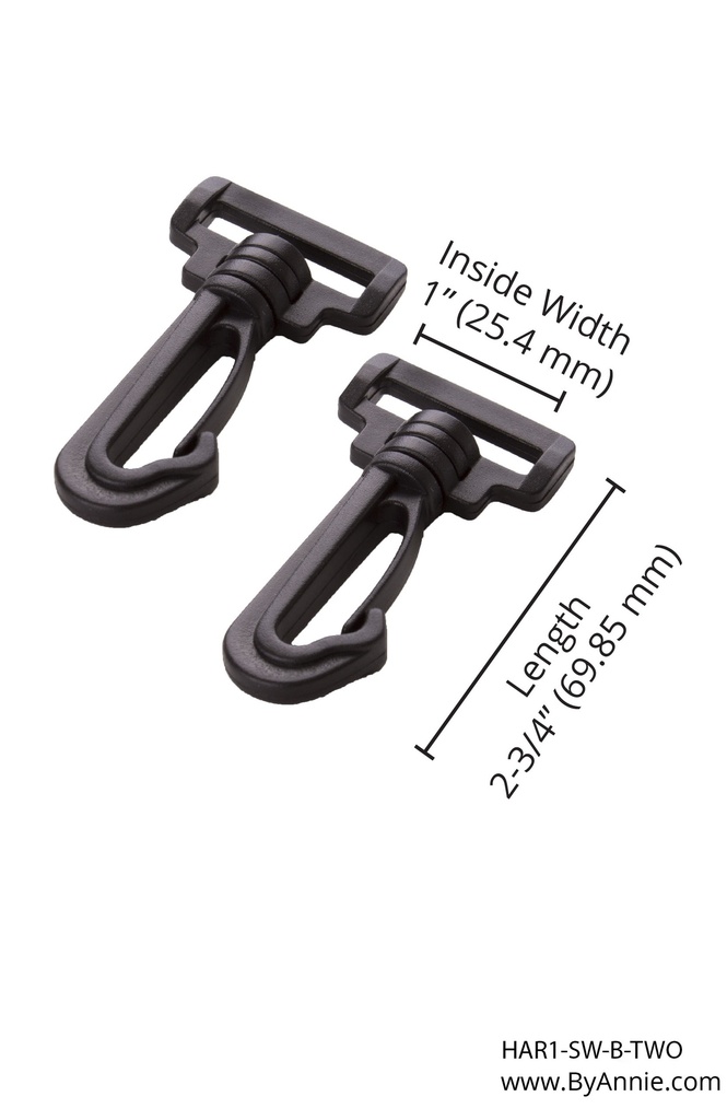 Swivel Hook - 1 - Black Plastic - Set of Two