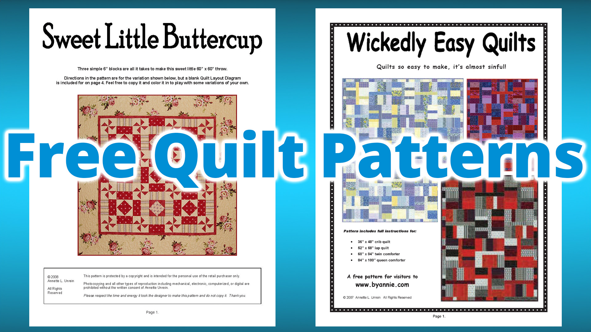 FREE Quilt Patterns (Sweet Little Buttercup and Wickedly Easy Quilts)